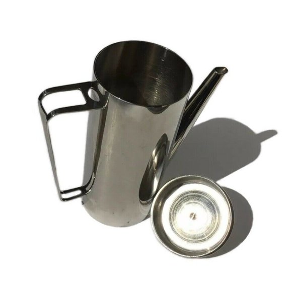 Vintage Art Deco Style Silver Plated Geometric Lines Coffee Teapot 8 1/2” Tall - Picture 7 of 7